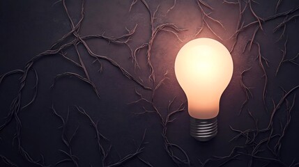 glowing lightbulb on a vintage textured dark background symbolizing innovation, science, and bright new ideas in a creative concept