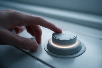 Adjusting the control dial on a modern device for optimal settings in a softly lit environment