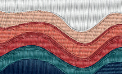 Contrast layered Abstract Waves Vector Background Embroidery Style Design