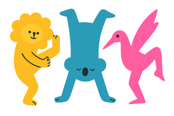 Abstract Playful Dancing Safari Animals Zoo