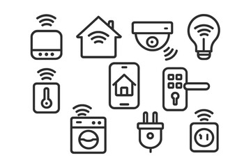 Smart home icon set: symbols of automation and connectivity vector icon illustration