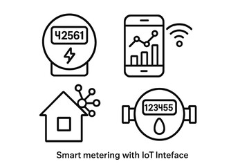 Smart metering iot interface for energy and water management vector icon illustration