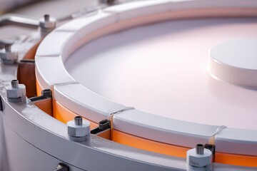 Detailed view of advanced manufacturing machinery highlighting precision components and processing design