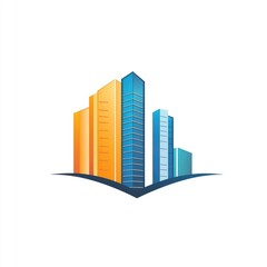 Fototapeta premium Modern Cityscape: A vibrant and modern depiction of a cityscape. Skyscrapers of varying heights, presented with dynamic colors and shapes against the sky. 