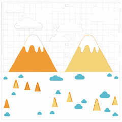 Pyramids Floating Above Desert Mountains at Sunset