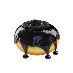 Decadent Dark Chocolate Glazed Donut with Blueberry Topping