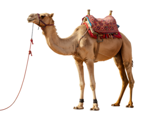 Isolated Camel with Saddle and Red Rope