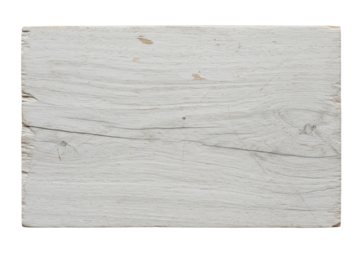 Isolated Whitewashed Wooden Plank with Crack