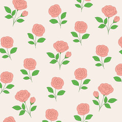 seamless pattern with roses on a soft cream background