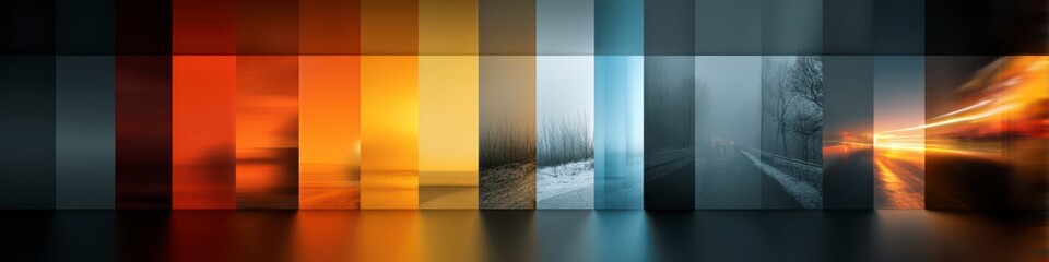 Colorful Banner Series Featuring Blurred Frames and Textures