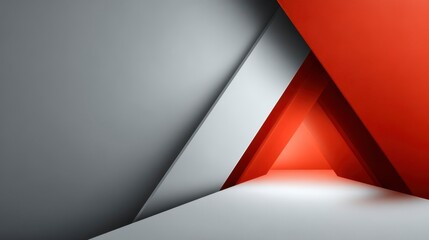 Large Red Triangular Shape on Clean Background with Geometric Angles