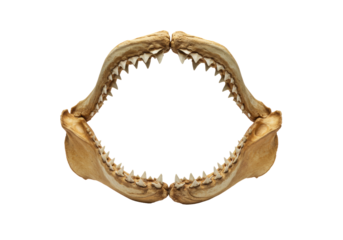 Isolated Shark Jaw Bones with Sharp Teeth