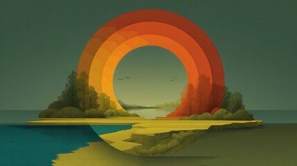 Vibrant Abstract Landscape with Circular Color Gradients