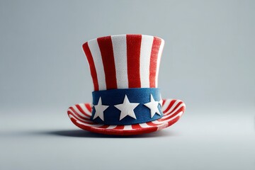Simplified Creative of a Red and White Striped Hat with Stars