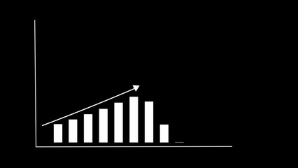 Business graph chart with upward trend arrow icon illustration. on royal red grid line background. and creating a stunning illustration.4k illustration.