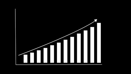 Business graph chart with upward trend arrow icon illustration. on royal red grid line background. and creating a stunning illustration.4k illustration.