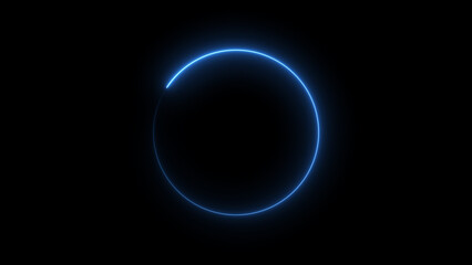 Neon blue circle frame loading icon background illustration in retro style and creating a stunning 4k illustration .