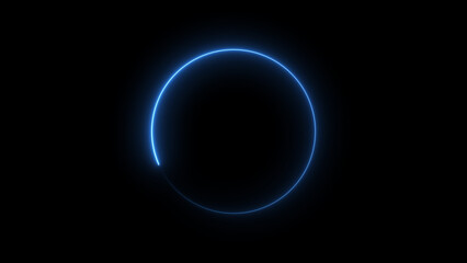 Neon blue circle frame loading icon background illustration in retro style and creating a stunning 4k illustration .