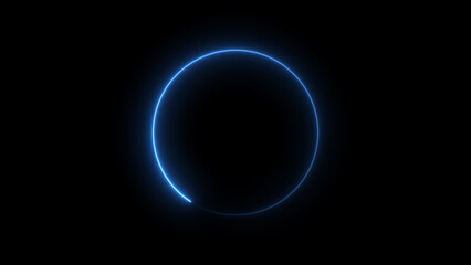 Neon blue circle frame loading icon background illustration in retro style and creating a stunning 4k illustration .
