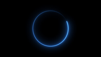 Neon blue circle frame loading icon background illustration in retro style and creating a stunning 4k illustration .