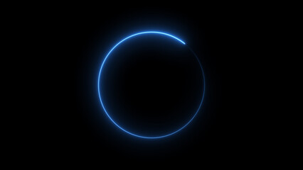 Neon blue circle frame loading icon background illustration in retro style and creating a stunning 4k illustration .