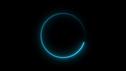 Neon blue circle frame loading icon background illustration in retro style and creating a stunning 4k illustration .