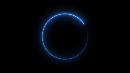 Neon blue circle frame loading icon background illustration in retro style and creating a stunning 4k illustration .