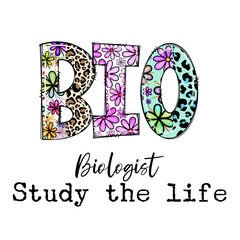 Cute Biology Design with Flowers and Leopard Print for Apparel