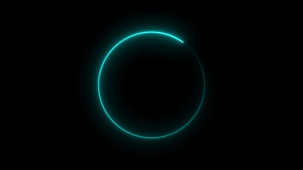 Neon blue circle frame loading icon background illustration in retro style and creating a stunning 4k illustration .
