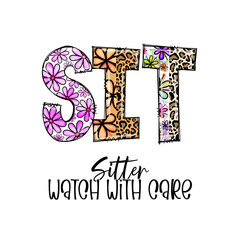 Cute Sitter Watch With Care Design with Flowers and Leopard Print