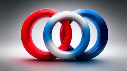 Abstract Design of Interlocking Rings in Red and Blue Colors