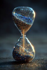 Glowing Sand Inside Hourglass with Sparkling Stardust Effects