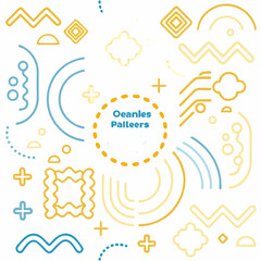 Sun and clouds vector illustration set with speech bubble and flower elements for web design