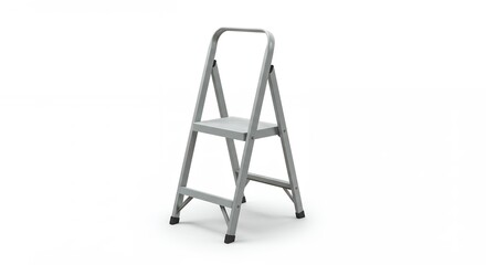 Gray metal step ladder isolated on white background