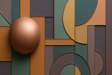 Modern Art Deco - Geometric Design with Copper Element