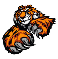 Majestic Tiger: An illustration capturing the essence of strength, with sharp claws extended and a fierce gaze, representing the untamed spirit of the wild.