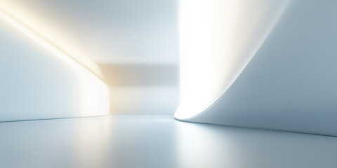 Futuristic abstract motion blur with blue color, glow warm light ray in perspective view. Soft smooth shape line, fade of color gradient. Empty space suit for modern future technology background.