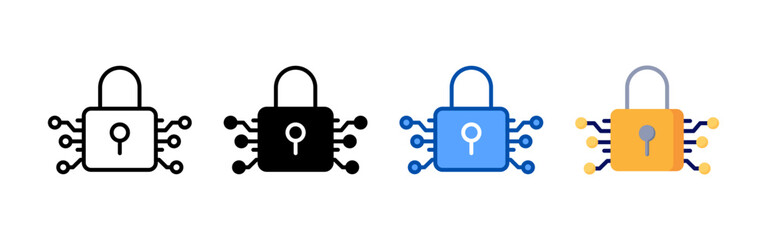 Cyber security icon set bundle. Multi style icon collection perfect for websites, apps, and presentations. Simple vector icon collection