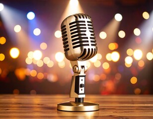 Retro microphone on stage