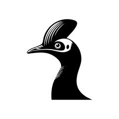 Obraz premium Minimalist vector icon of a cassowary bird with helmeted head and curved beak.