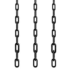 Monochrome set different type of metal chains in silhouette style, seamless shape, for graphic design of logo, emblem, symbol, sign, badge, label, stamp, isolated on white background