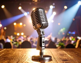 Retro microphone on stage