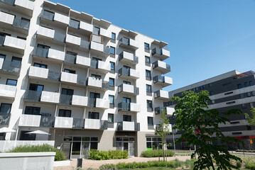 Modern apartment buildings in residential area