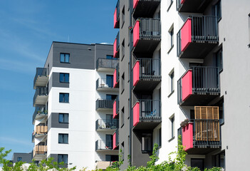 Modern apartment buildings in residential area