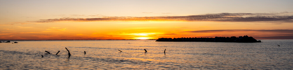 Sonnenuntergang an der Ostsee bei Lohme, Rügen, Mecklenburg-Vorpommern, Deutschland