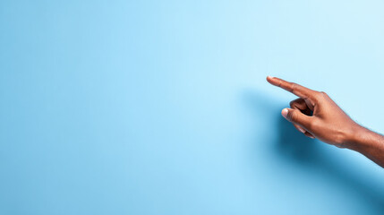 Hand gesturing on light blue. Perfect for emphasizing points, promoting ideas, or simply adding a human touch to your creative project.