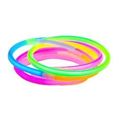 Neon Glow Bracelets, Glowing neon bracelets on dark wood; party supplies, isolated on transparent background