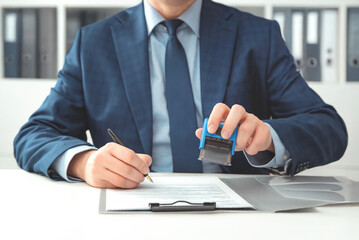 Businessman at work, bookkeeping