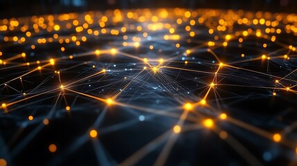 Fototapeta premium Interconnected network of glowing points and lines.