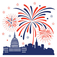 Fireworks over Washington D.C. on Independence Day Ai-Generated